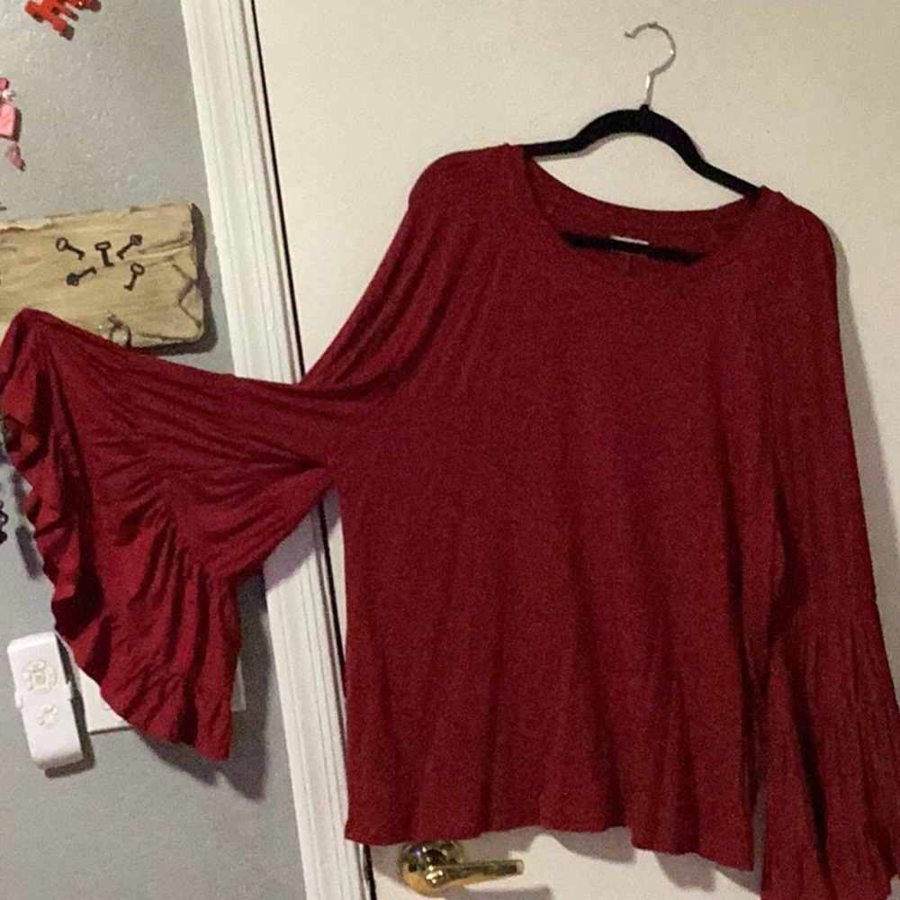 Fun & Trendy Wine Colored Elephant Sleeves Top XL